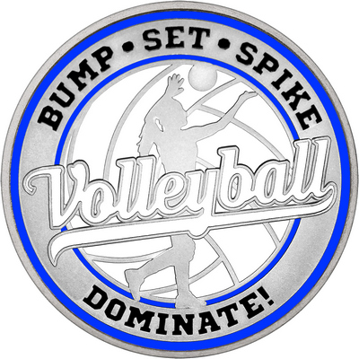 White "Volleyball" with Royal Blue Outer Circular Borders